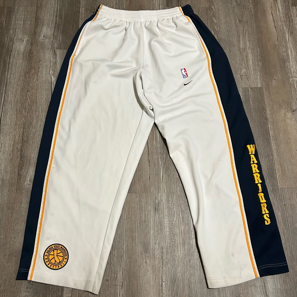 Nike White NBA 75th Golden State Warriors We Believe Era Warm Up Pants XL
